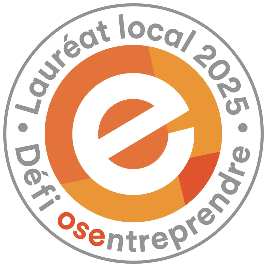 a white and orange circle with a letter e in it
